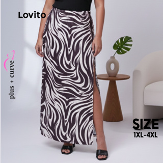 Lovito Saia Feminina Longa Fenda Animal Print SKB268BRL297 em Oferta na Shopee