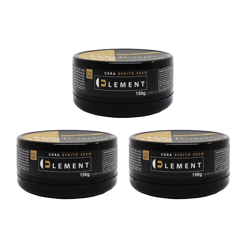 Kit 3 Pomada Modeladora Cera Efeito Seco Element 150g