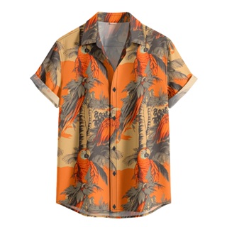 Camisa De Botão Havaiana Papagaio – Estampa Tropical Laranja Vibrante [Ref-316] em Oferta na Shopee