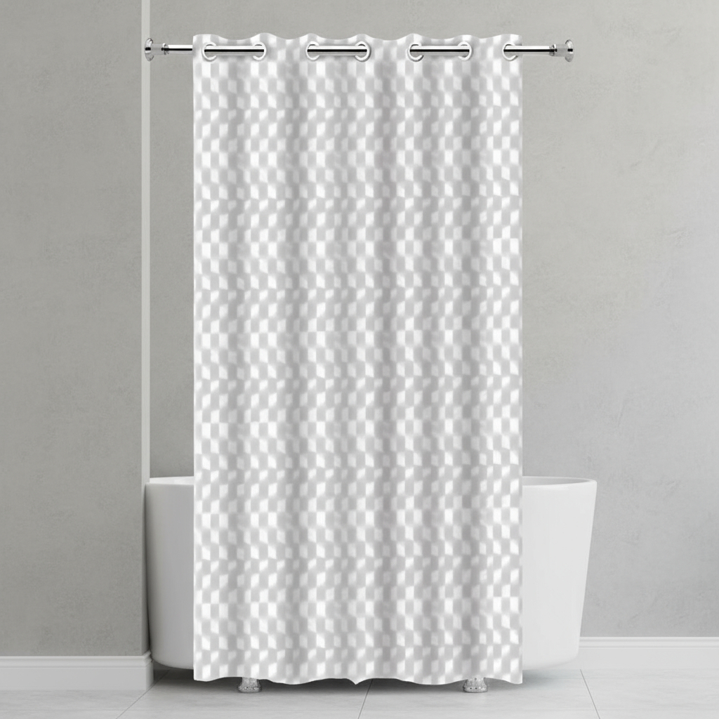 Cortina Para Box PVC 3D Translúcida 1,38M X 1,98M Antimofo Impermeável Com Ilhós Chuveiro Banheiro