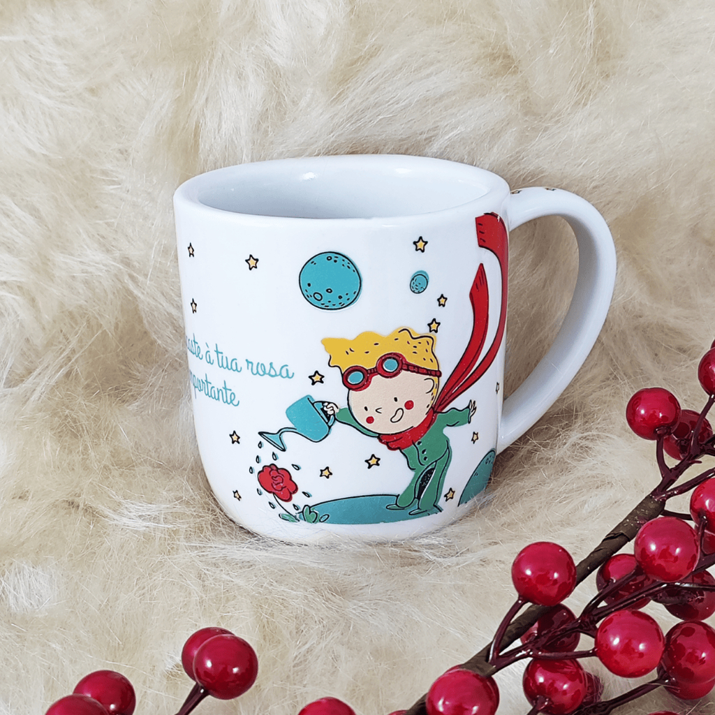 Caneca Porcelana 350ml Branca Club Pequeno Príncipe Café Chá Cappuccino