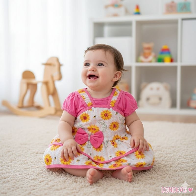 Vestido Bebê kit 2 Peças Jardineira e Blusa Estampado Roupa de Bebê Menina