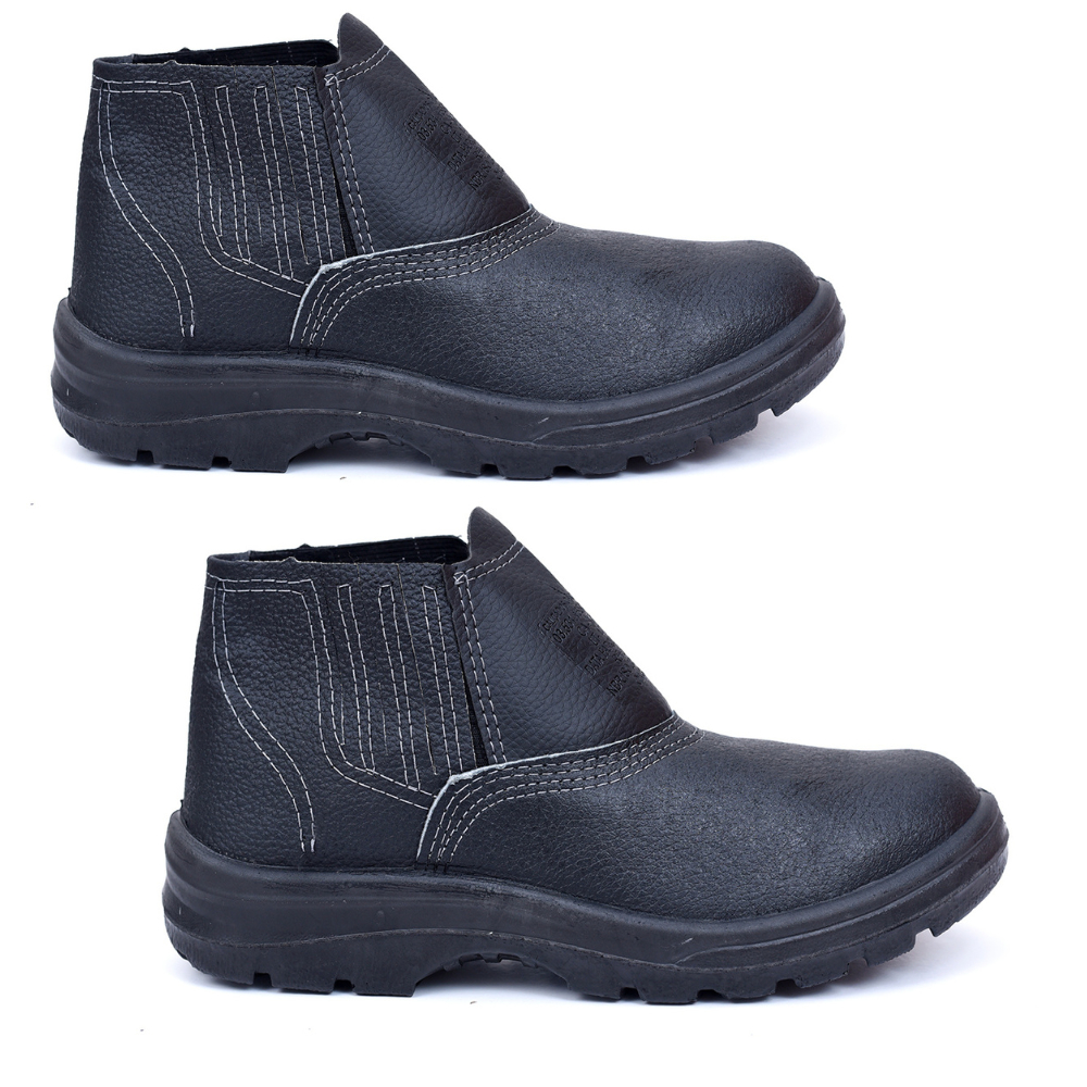 KIT 2 Pares Botina/Bota de Segurança CA EPI em Couro Legítimo com Biqueira e Solado Antiderrapante Ideal obra e trabalho