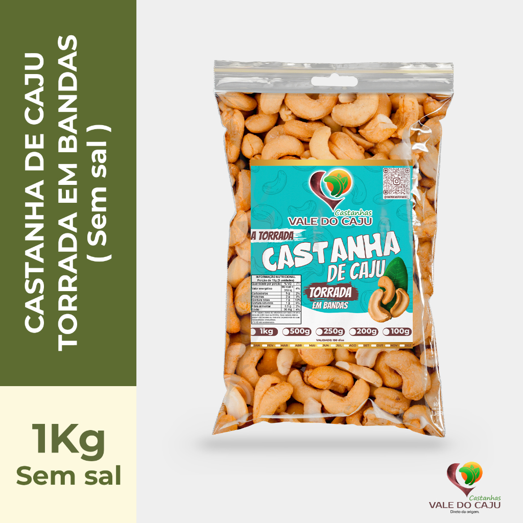Castanha de Caju Torrada em Bandas – Castanhas Vale do Caju