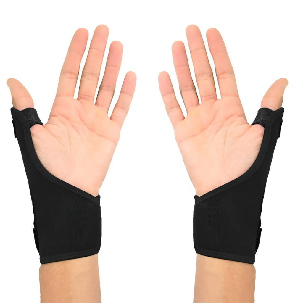 Munhequeira com Tala e Protetor de Polegar Preto – Estabilização para Punho Destro ou Canhoto em Oferta na Shopee