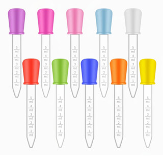 Kit Conta Gotas De Silicone Colorido Para Atividades De Coordenação Motora 5ml Pipeta