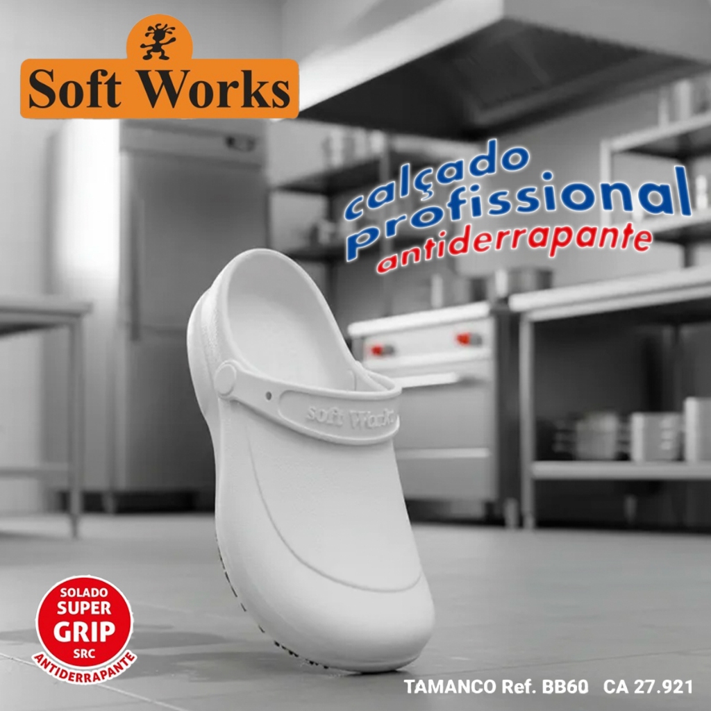 babuche sapato aberto soft work segurança antiderrapante bb60