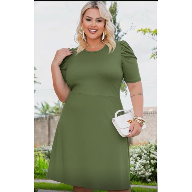 vestido manga princesa rodado g gg g1 g2 tevido super confortavel em Oferta na Shopee