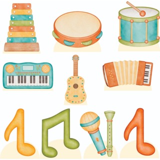 Instrumentos Musicais Display Para Decoração de Festa Kit Totens MDF Adesivados Aniversário em Oferta na Shopee