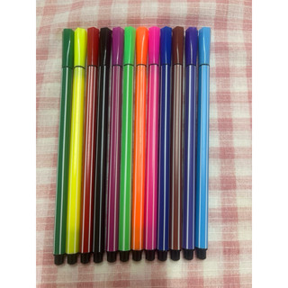 Canetinha Escolar 12 Canetinhas Coloridas Caneta Formato Fine Line de Ponta Grossa Para Desenhos em Canetinha
