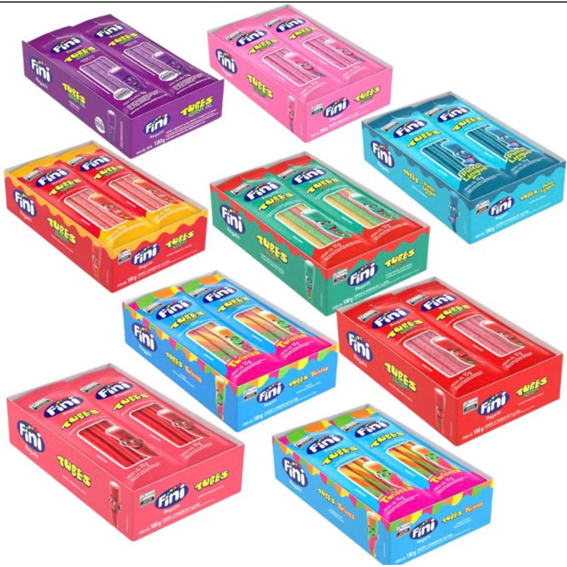 Balas De Gelatinas Tubes 15gr C/12 Unidades Fini em Oferta na Shopee