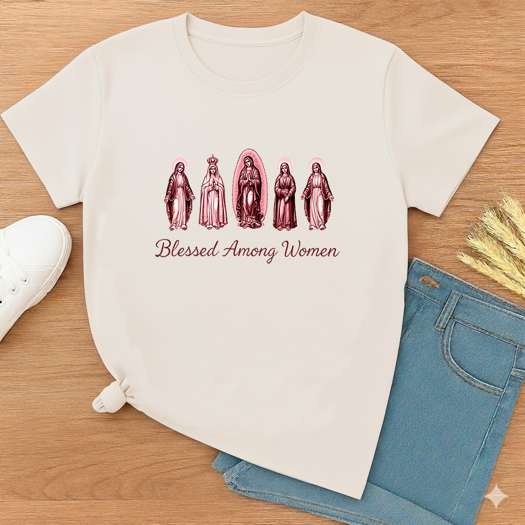 Camiseta T-Shirt Básica Unissex Santas Nossa Senhora Estiloso Feminina Tendência Catolica Modelo Lançamento Envio Rápido