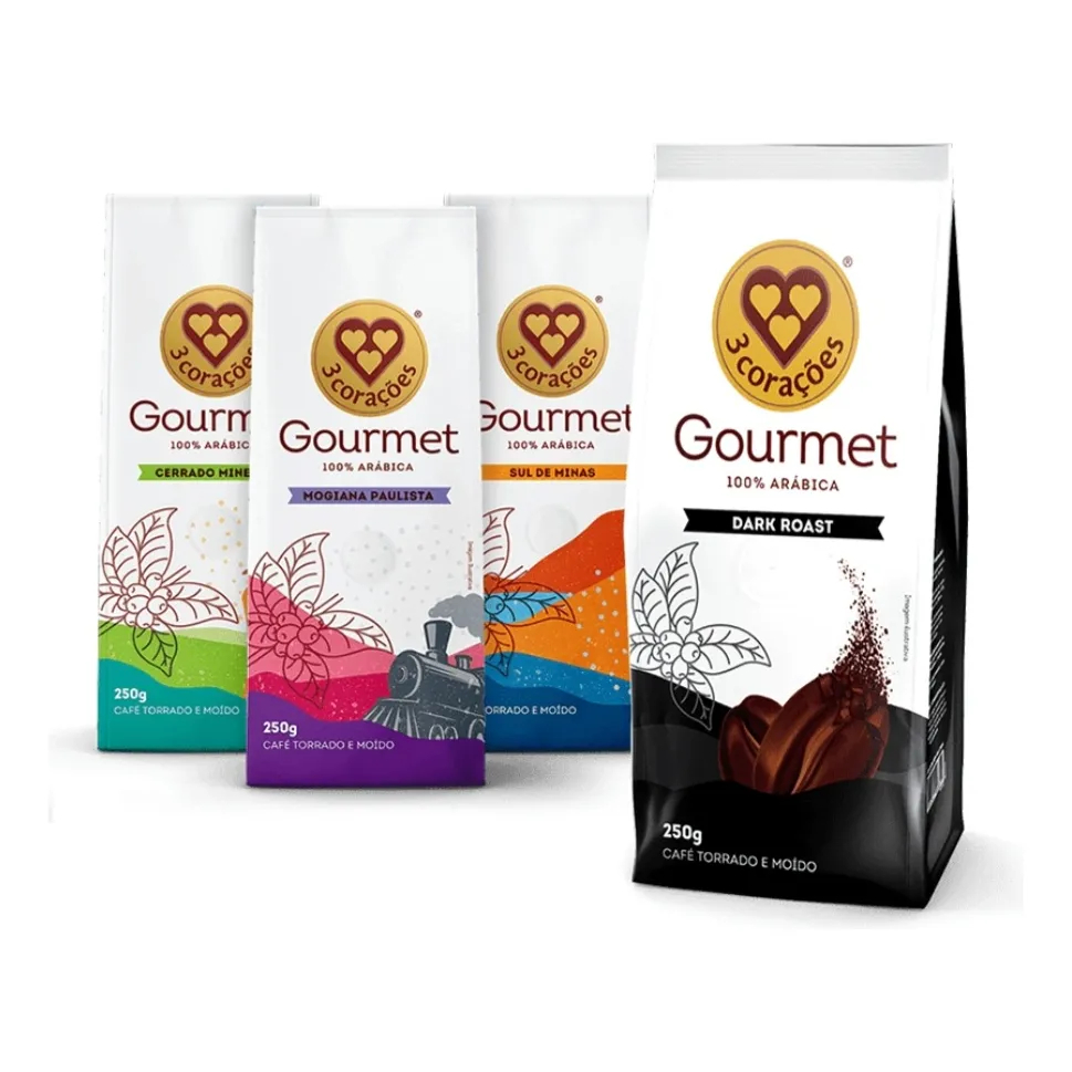 Kit 4 Cafés Gourmet 3 Corações - Sabores Exclusivos