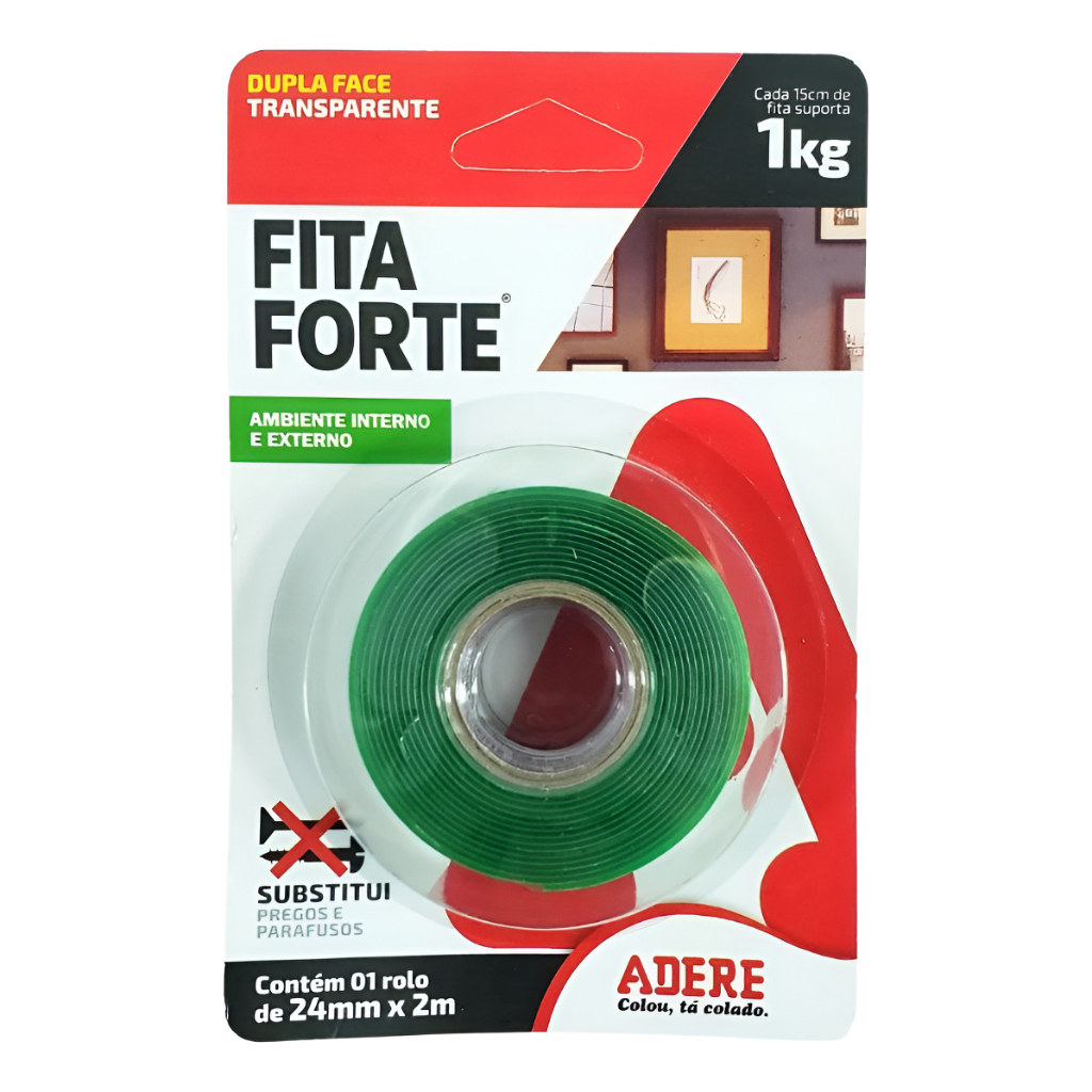 Fita Dupla Face Forte Transparente Verde Adere Liso em Oferta na Shopee