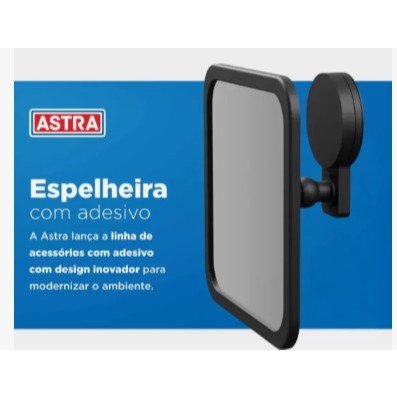 OFERTA ESPELHO PARA BARBEAR NO BOX BANHEIRO COM ADESIVO PAREDE ( BARBA/ MAQUIAGEM) PRETO ASTRA BR/PR -ARTICULADO