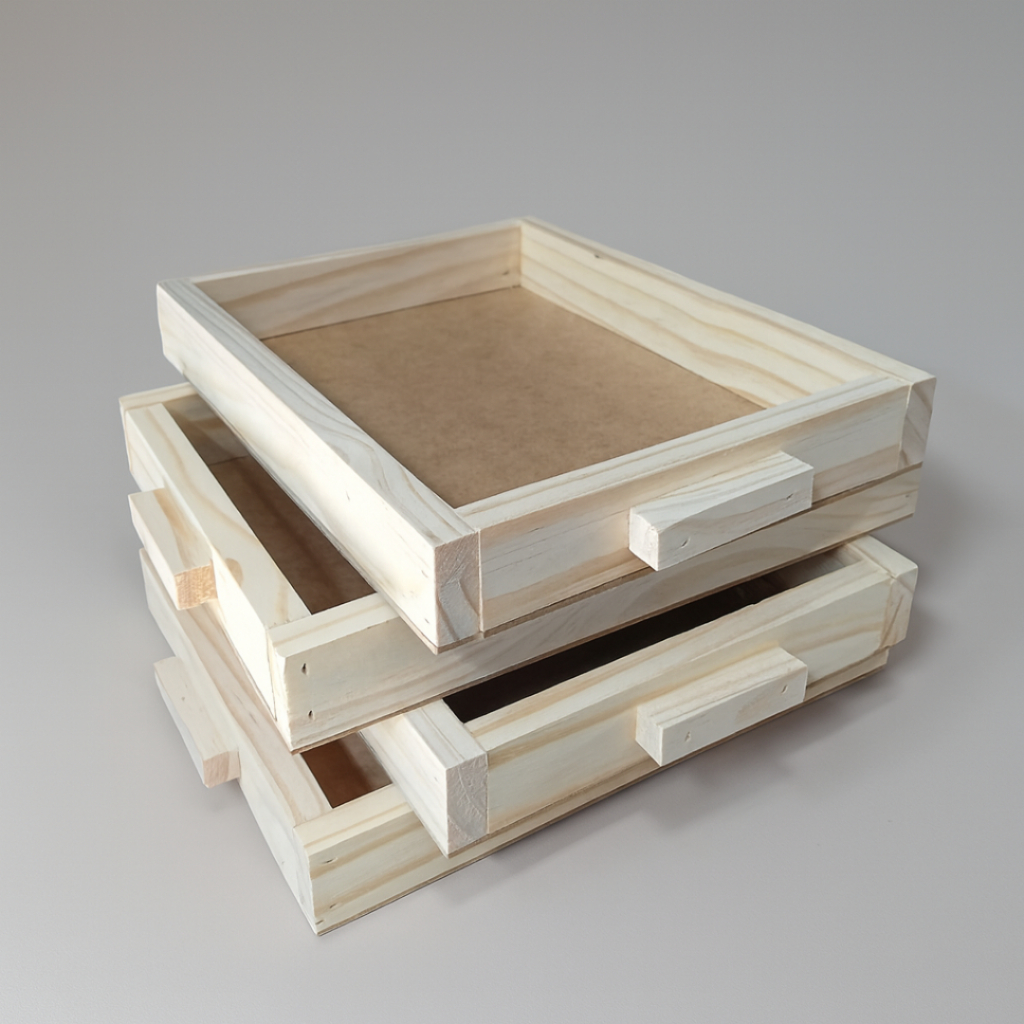 Conjunto 4 Bandejas Decorativas Para Presente Café Da Manhã Cozinha Penteadeira Pinus