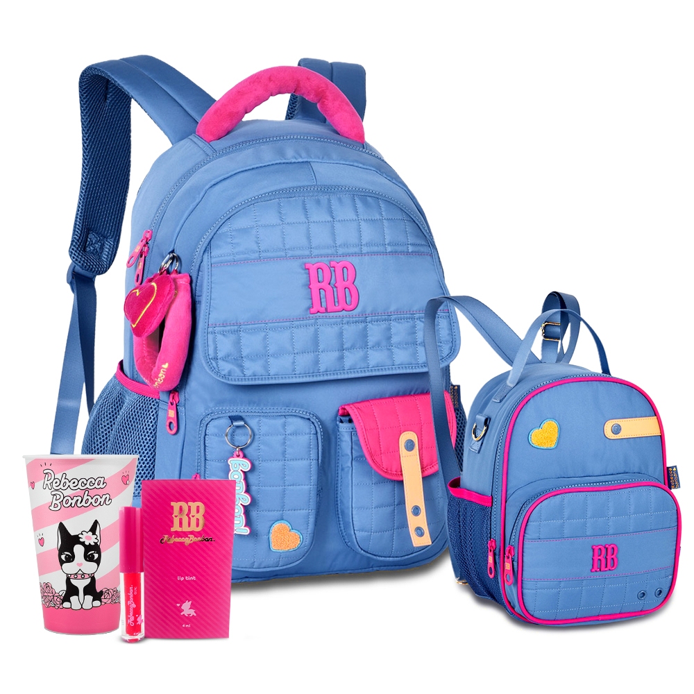 Kit Mochila Rebecca Bonbon De Costas Com Chaveiro Pelúcia Lancheira Térmica Oficial em Oferta na Shopee