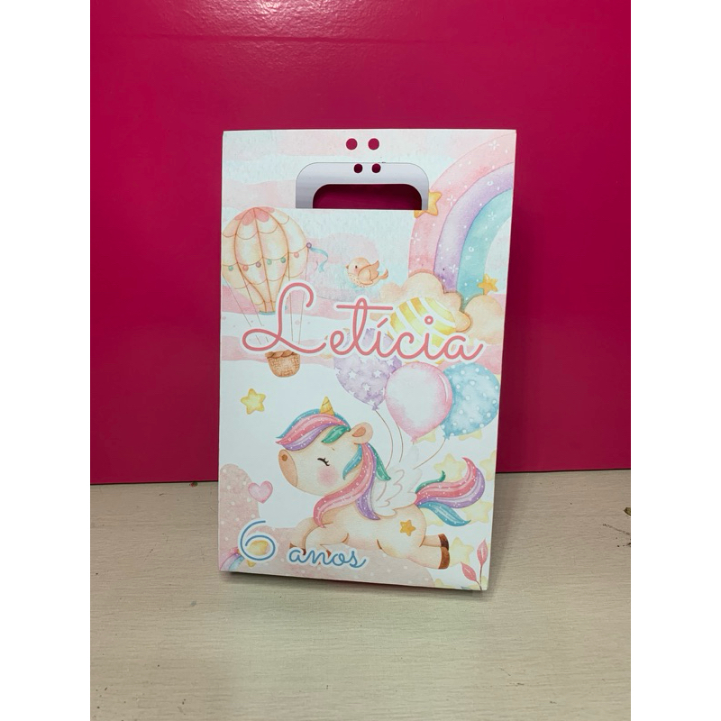 Sacolinha Personalizada 21,2x12,4x5,8cm • Lembrancinha Festa Infantil Unicórnio 2