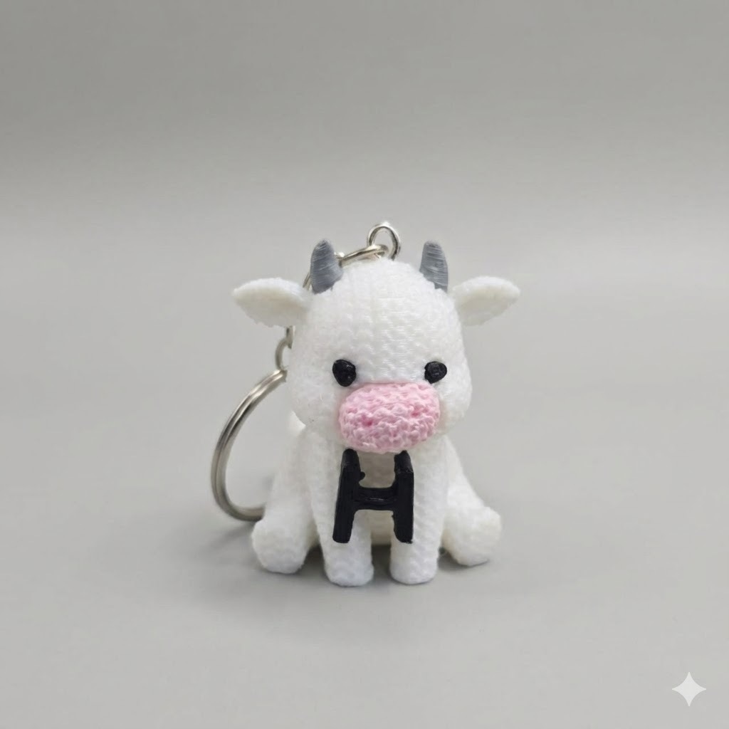 Chaveiro Vaca H - Meme das 8 Vaquinhas - Viral TikTok | Textura Tricô 3D | Presente Engraçado