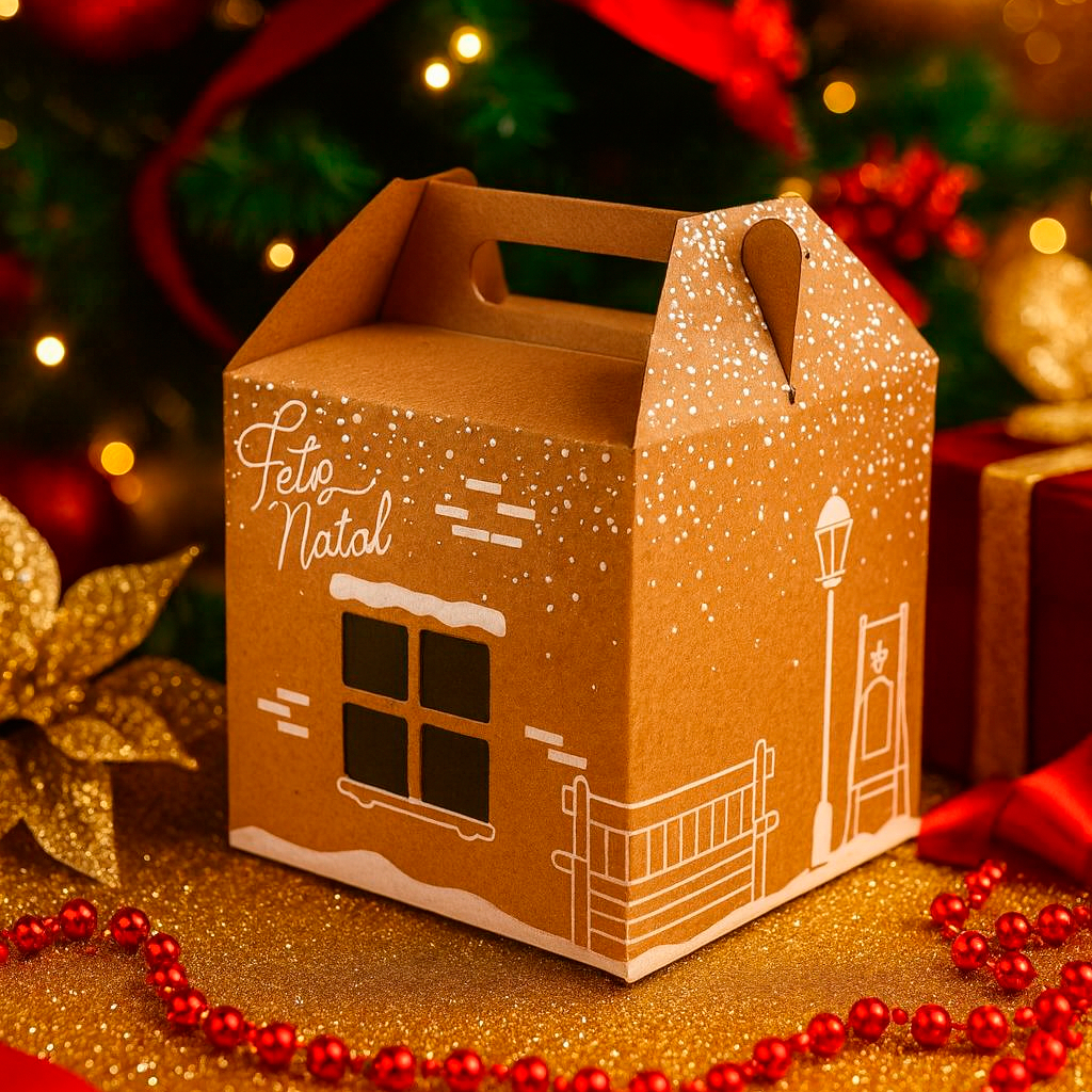 20 Caixas 10x10x10 Para Mini Panetone Kraft Bolo Natalino