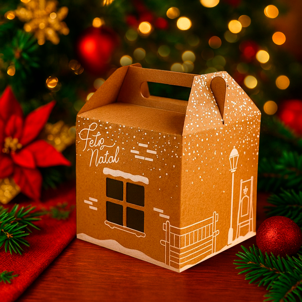 Caixa 10x10x10 Mini Panetone Kraft Mini Bolo Natal 20 Unidades