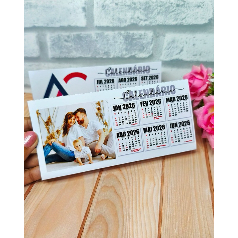 Calendário de Mesa 2026 | Personalizado com Foto ou Logo | Brinde Corporativo