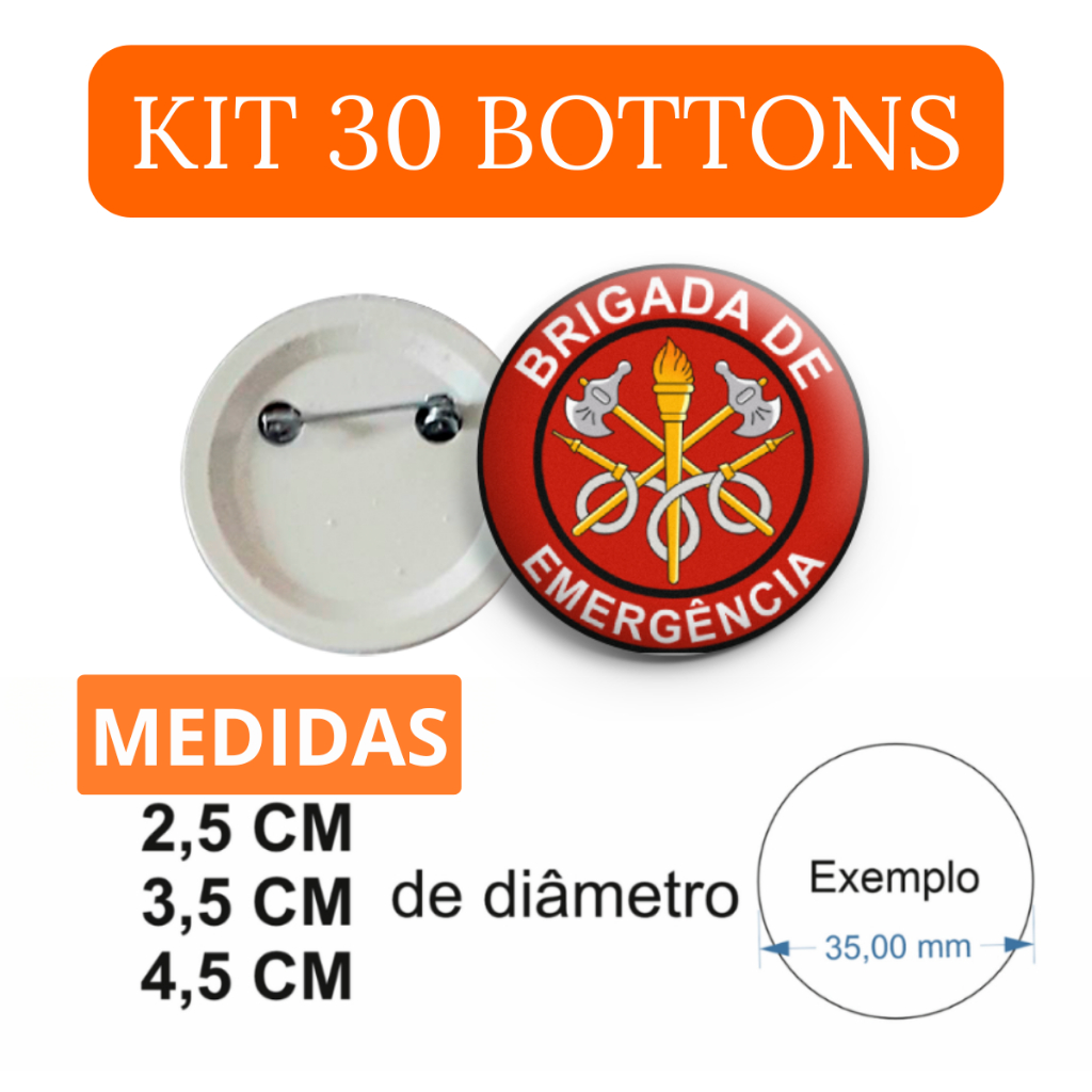 Bottons ou broches da Brigada de Emergência para Bombeiros