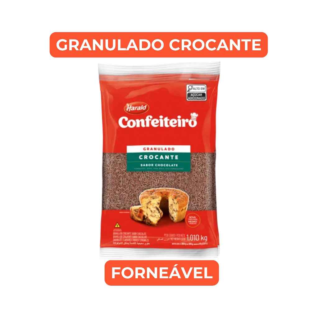 Granulado Crocante Harald Confeiteiro 1,010kg Sabor Chocolate Decoração Forneável em Oferta na Shopee