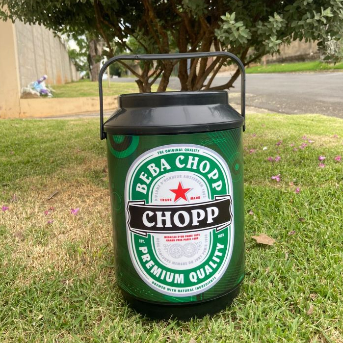 Cooler Térmico Redondo Estampa Divertida10 latas Alça de plástico