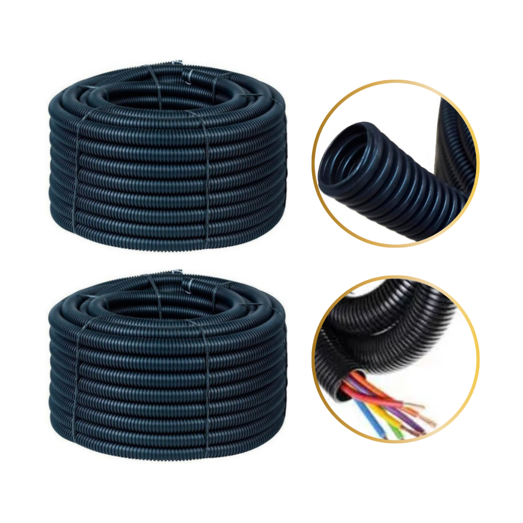 Kit 02 Conduite Corrugado Elétrico Rolo 50 Metros 3/4 Canduite Cinza Escuro 3/4 Reforçado - Promoção