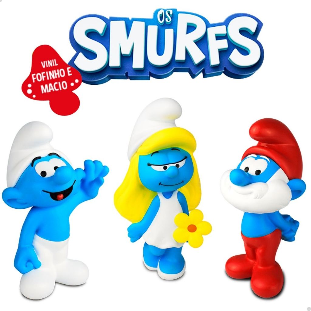 Boneco Os Smurfs Vinil Atóxico Colecionável Smurf Smurfette Papai Smurf Cardoso Toys Original