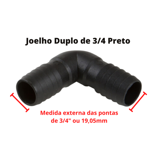 Joelho Curva União P/ Mangueiras De 3/4 Pol Pct C/ 25 Unid Preto