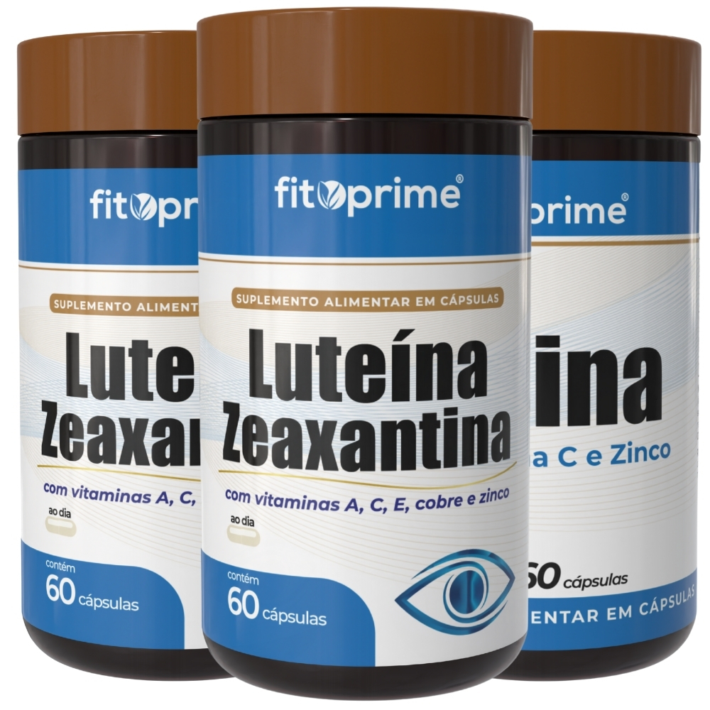 Kit 3x Luteína + Zeaxantina com Vitaminas A C E Cobre Zinco 60 Cápsulas Fitoprime