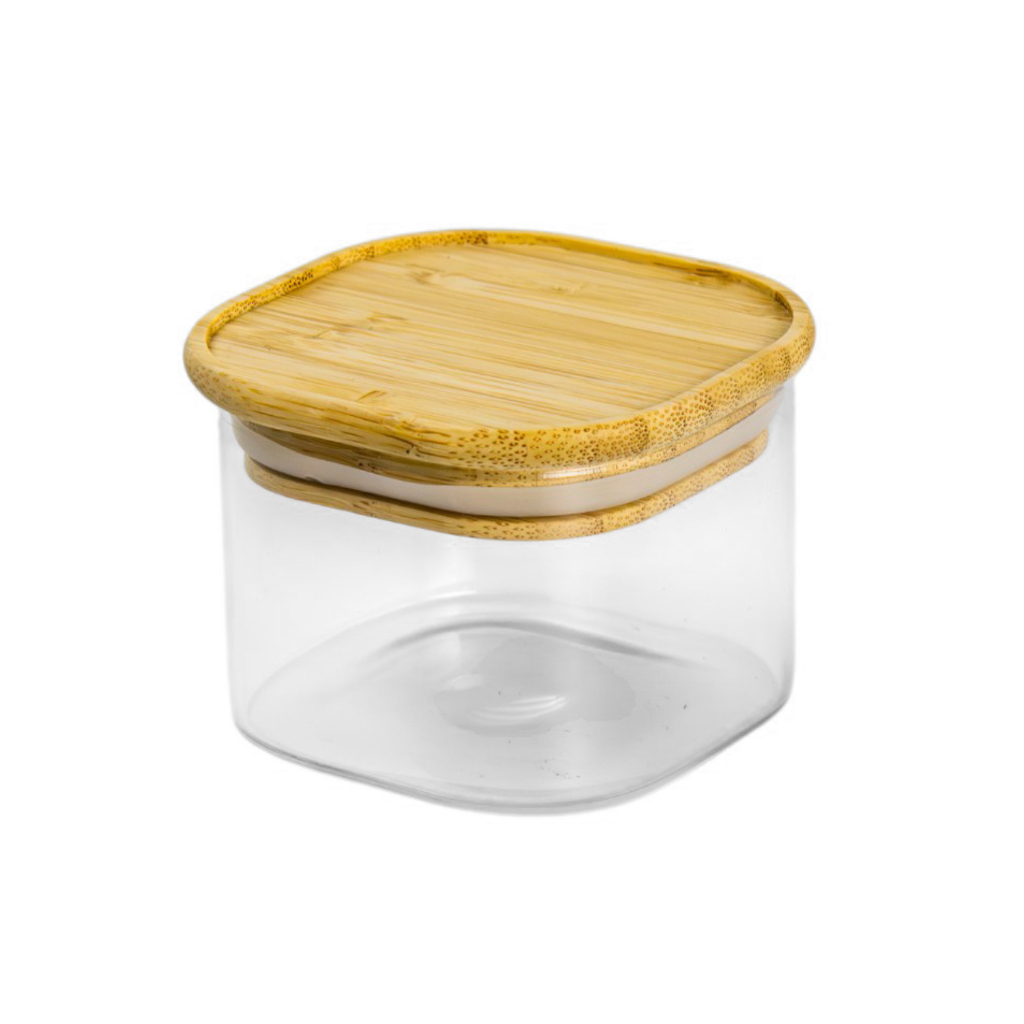Kit 12 Pote De Vidro Porta Tempero Mantimentos Quadrado Borossilicato Tampa De Bambu 250ml em Oferta na Shopee