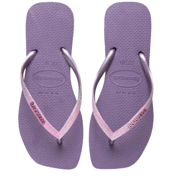 Chinelo Square Roxo com glitter