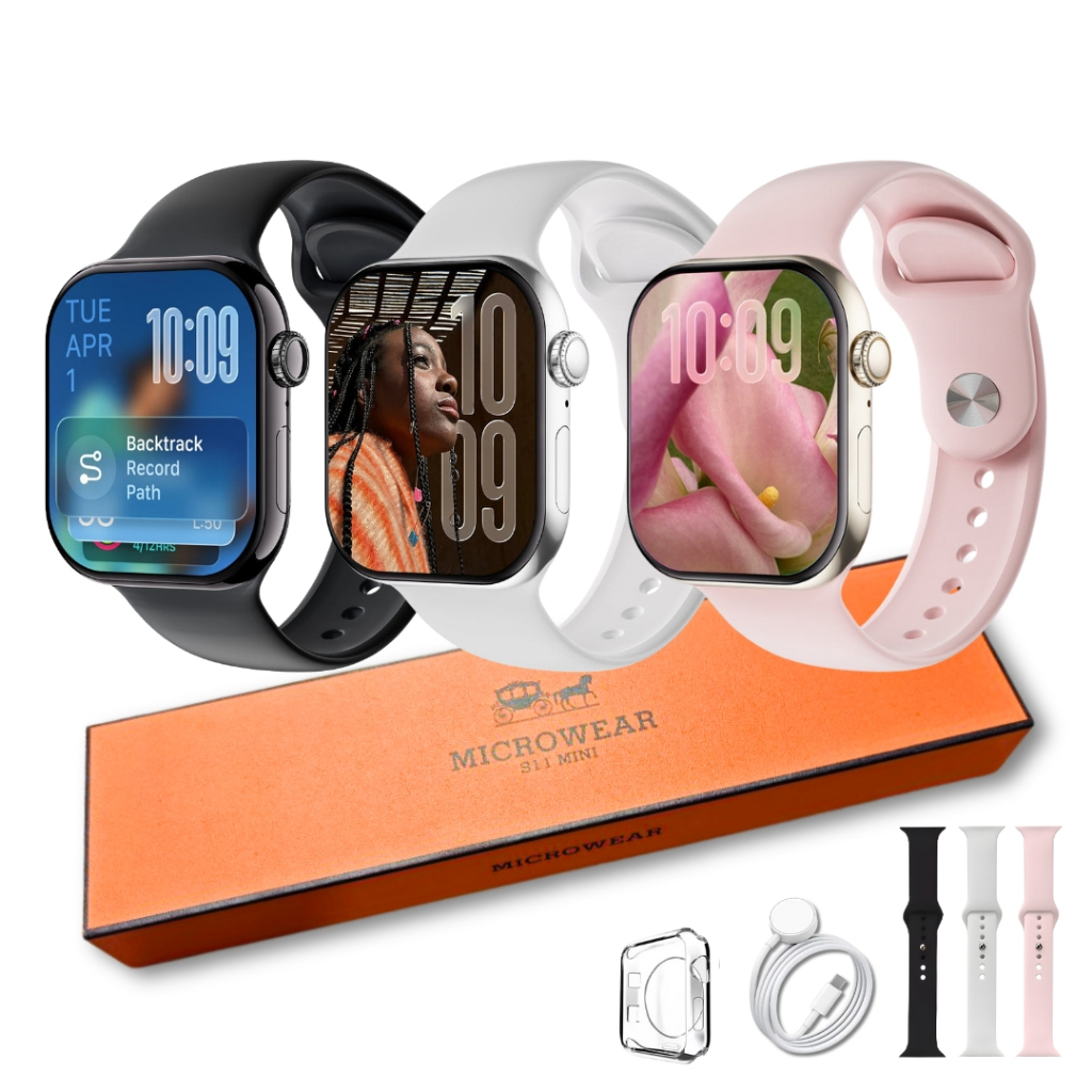 Smartwatch Microwear S11 Mini 42mm Série 11 IA 1GB Monitoramento Saúde Esportes Premium