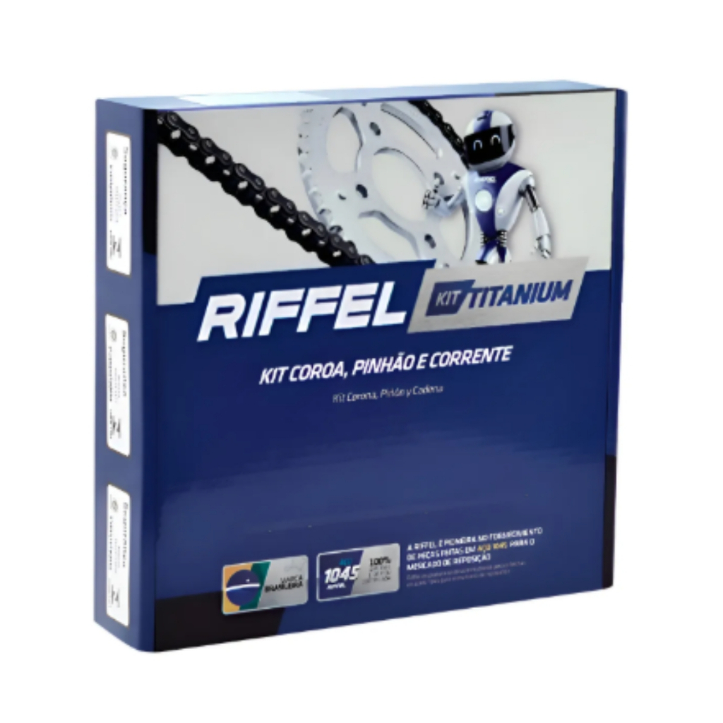 Kit Relação RIFFEL Cg 160 Titan-fan-start-cargo Aço 1045 04-16 Prateado