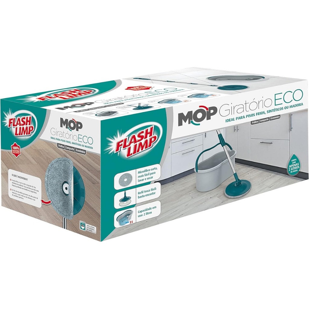 MOP Flash Limp - Mop Giratório Eco com Balde Capacidade 7 litros - MOP0154