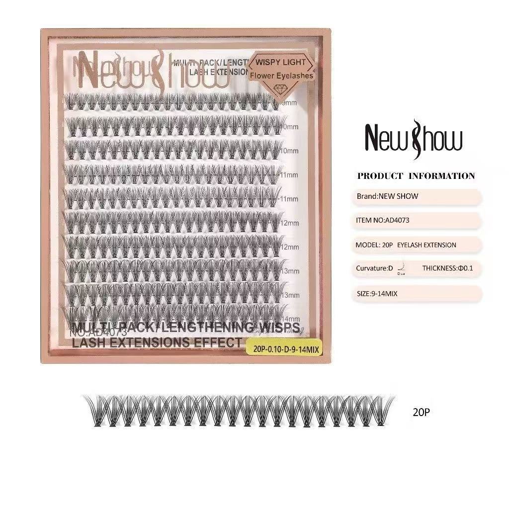 NewShow Cílios Tufo Wispy Light 12P/20P/30P/40P – Volume Natural Efeito Extensão em Oferta na Shopee