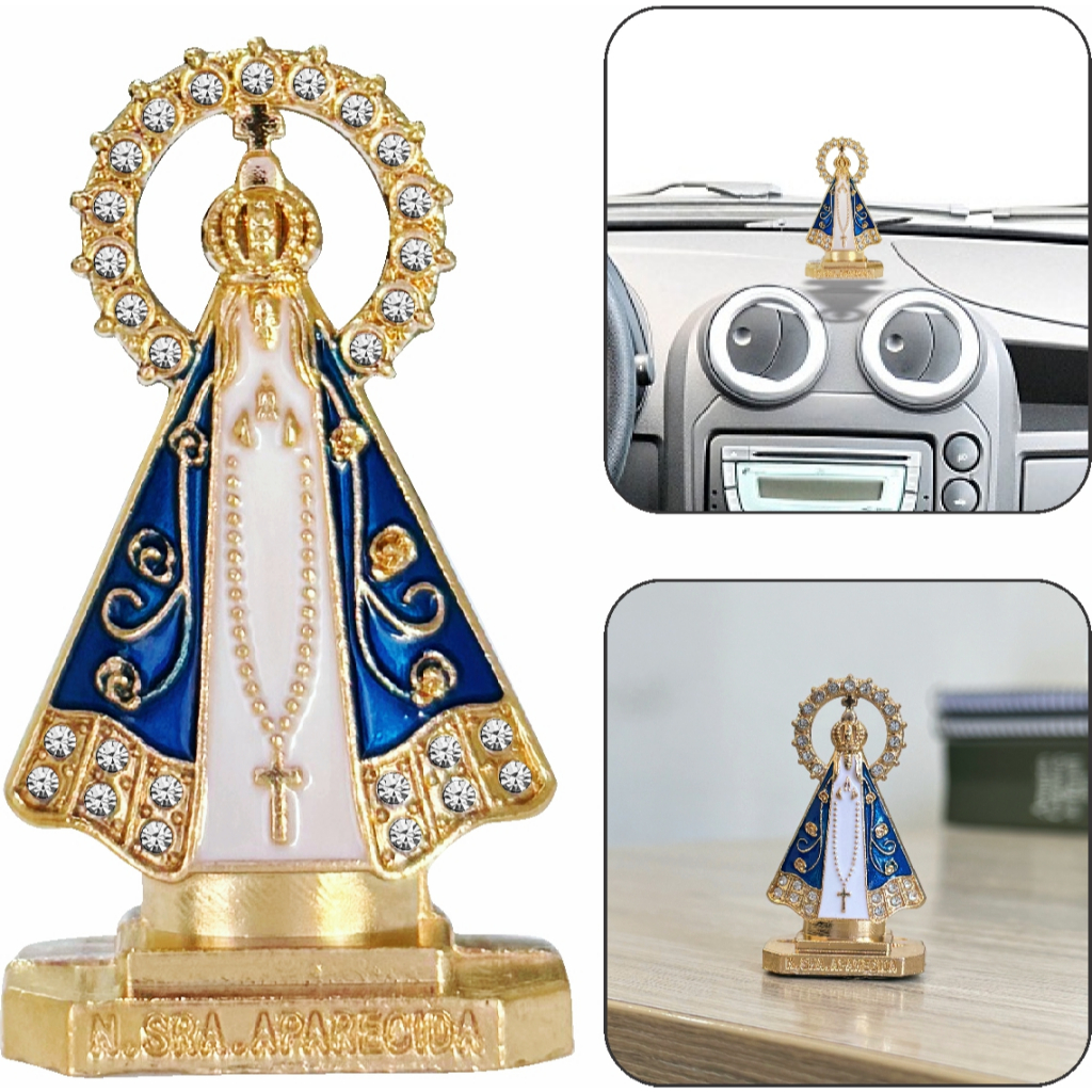 Nossa Senhora Aparecida Painel Carro Adesivo Metal Santinha Miniatura Católico Decoração 5,5cm