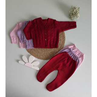 Conjunto Cardigan e Calça Tricot Recém Nascido Tranças Menino Menina Tricô para    Saída Maternidade em Oferta na Shopee