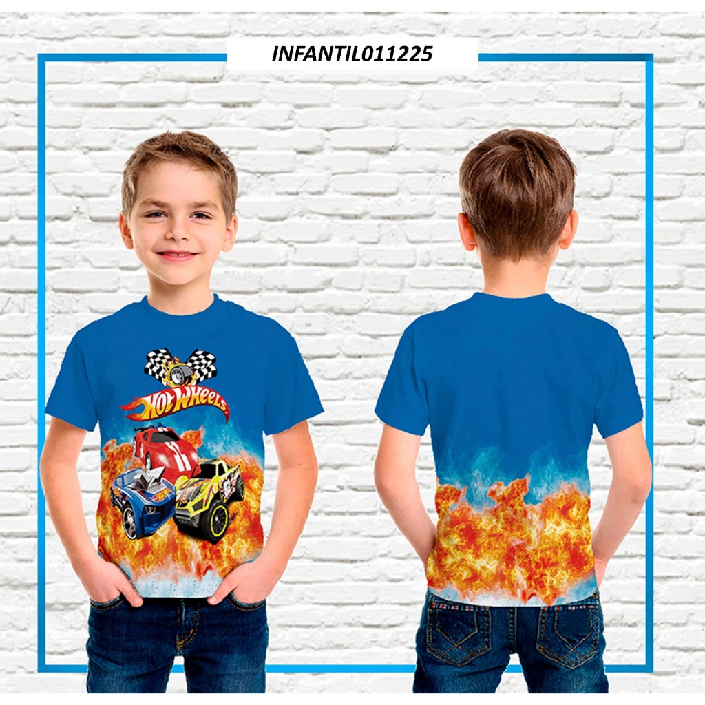 Camiseta Infantil Hot Wheels em tecido Dryfit