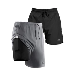 Kit 2 Bermudas masculinas de Compressão com bolso para celular E Cordão de Ajuste academia treino