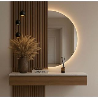 Espelho Orgânico Grande De Led Meia Lua Redondo Grande  110x60 varios tamanhos banheiro sala copa closet em Oferta na Shopee