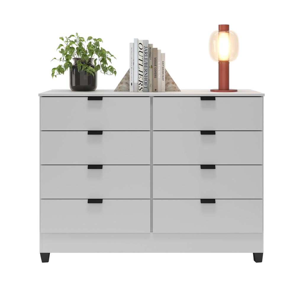 Cômoda GK8 Gavetas Para Quarto Casal Branca Design Industrial Moderno Funcional E Com Excelente Organização Para Roupas