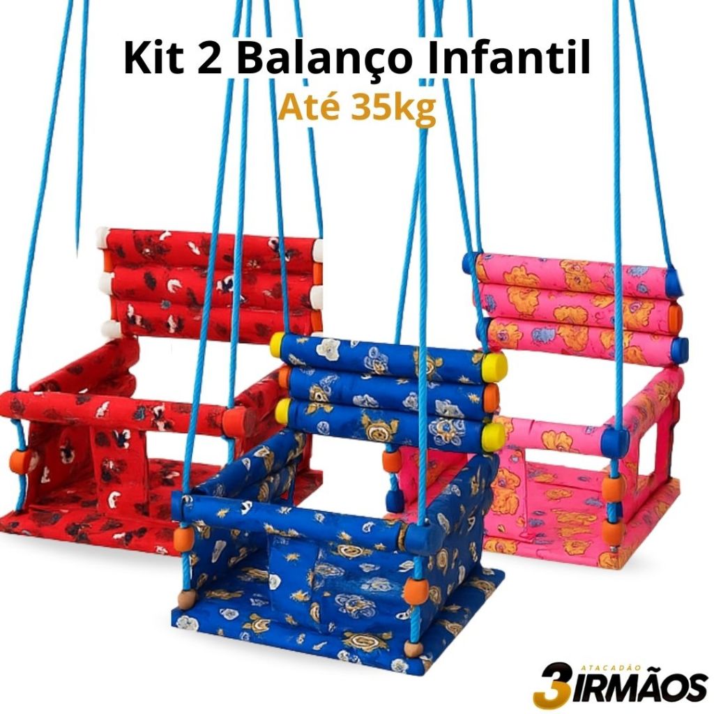 Kit Cadeirinha Infantil de Balanço em Madeira para Crianças Até 35kg