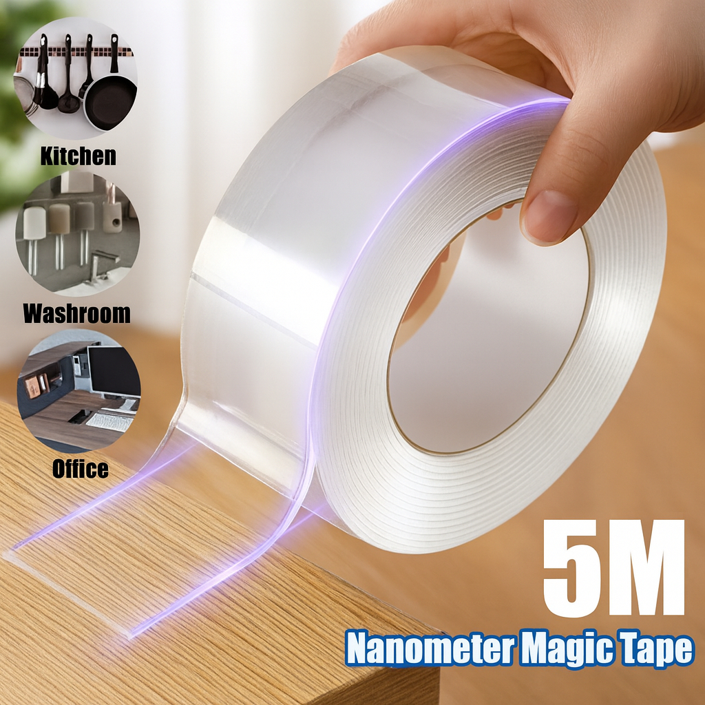 Fita Dupla Face Extra Forte Transparente NanoGel Silicone Mágica Adesiva Cola na Parede Móvel Porta