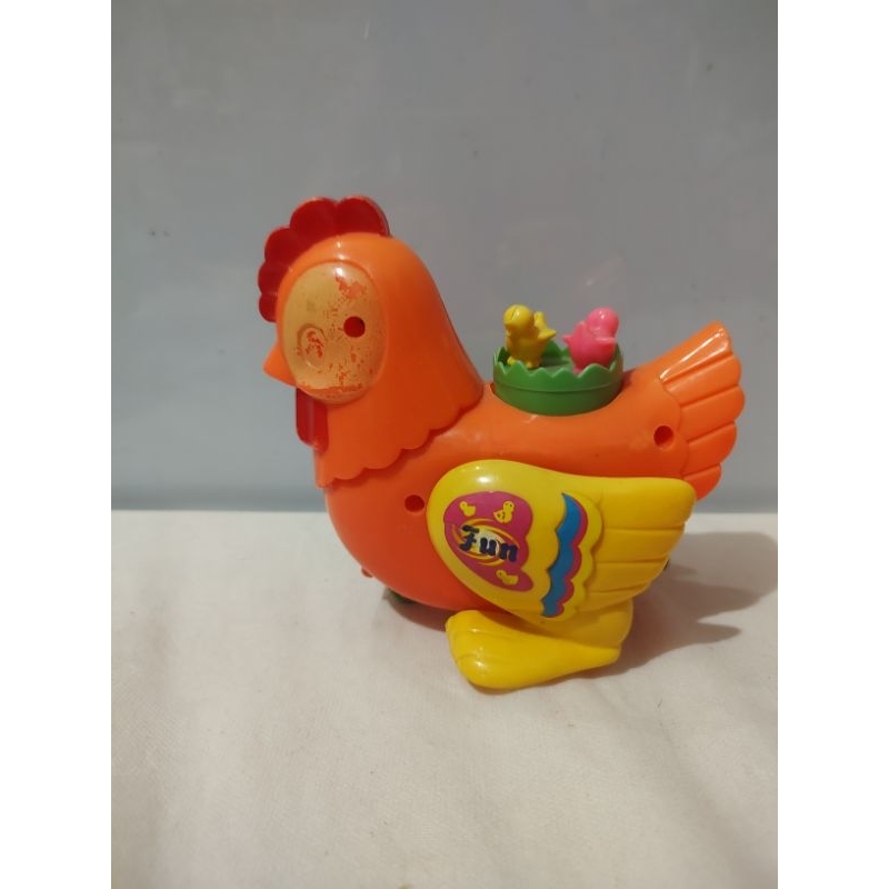 brinquedo galinha antiga a corda - 14cm