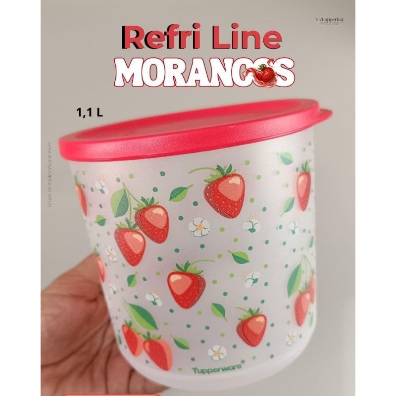 Tupperware Refri Line Redondo Morangos 1,1 litro