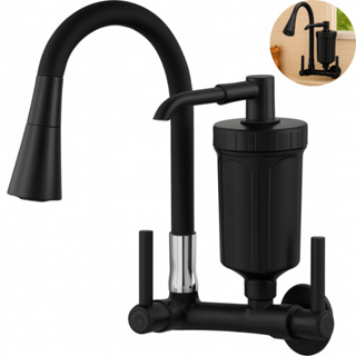 Torneira Filtro Parede Gourmet Flexível 2 Jato Cozinha Preta Preto Fosco em Oferta na Shopee